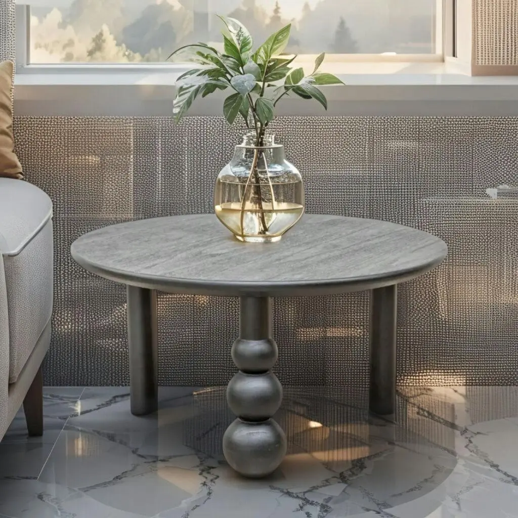 Willow & Silk Wooden 80cm Round Black Avoca Coffee Side/Table - Furniture