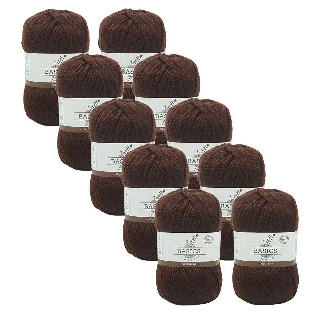 10x Malli Blend Basic 100g Acrylic/Polyester Yarn Knitting/Crochet Cappuccino - Hobbies