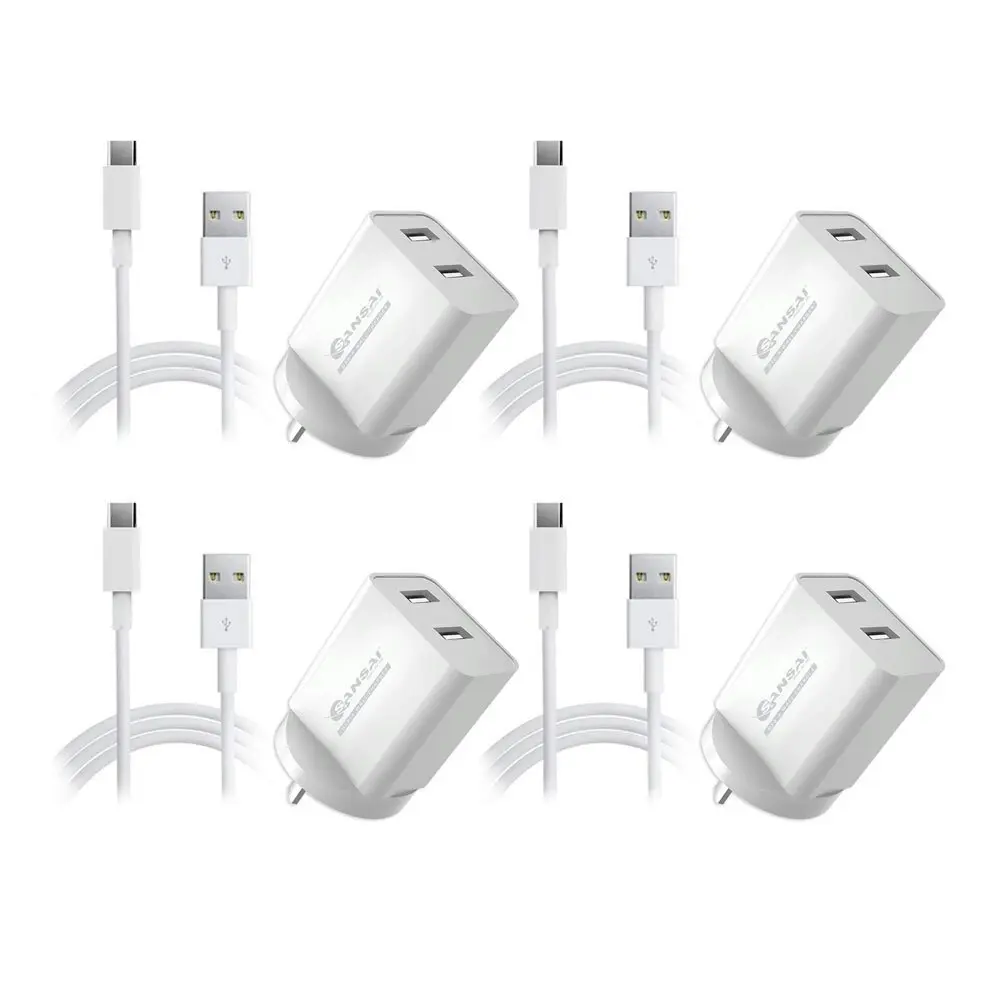 4x Sansai Dual USB Wall Charger/USB C Charging Cable for Smartphones Samsung HTC - Electronics