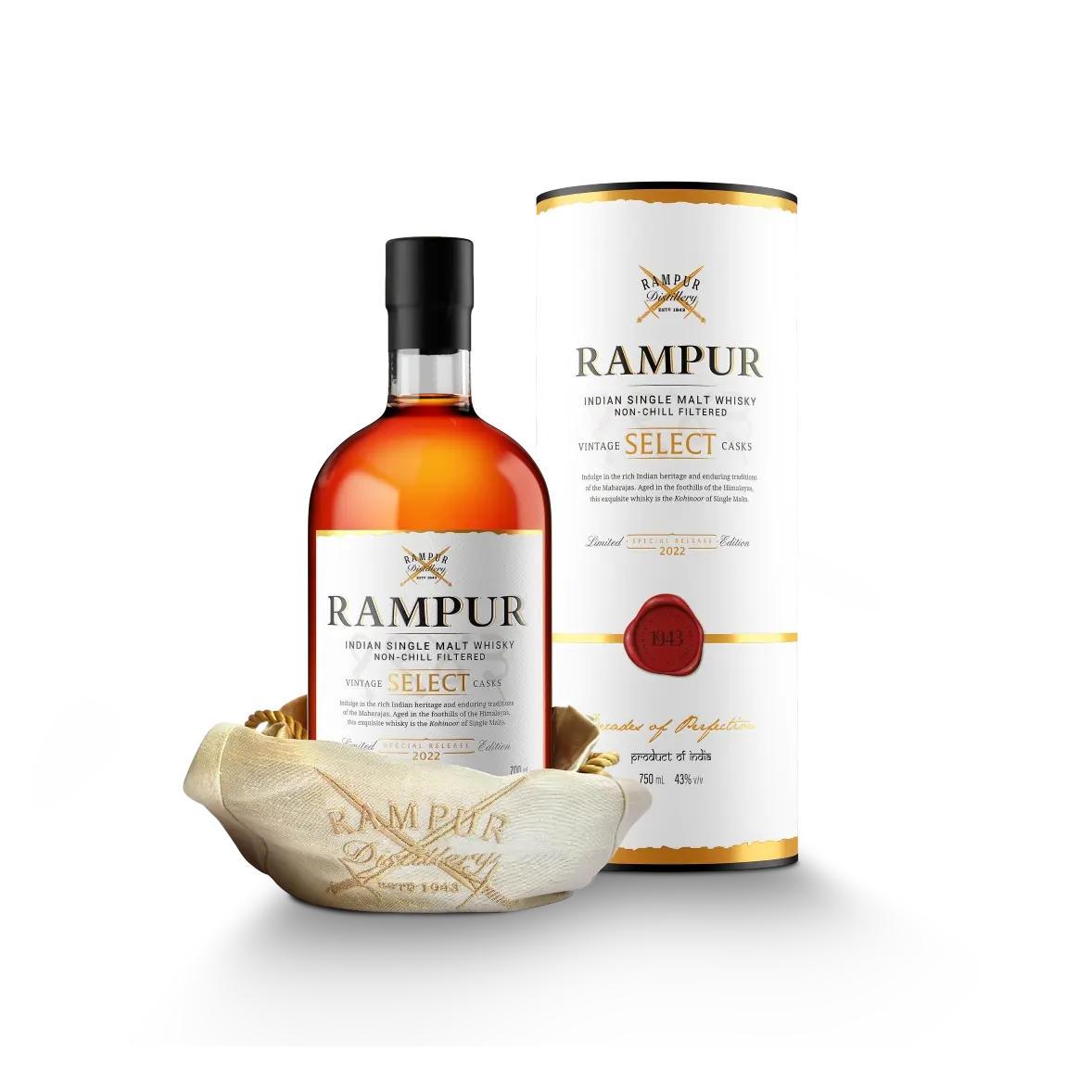 Rampur Vintage Select Cask Indian Single Malt Whisky 700ml - Alcohol