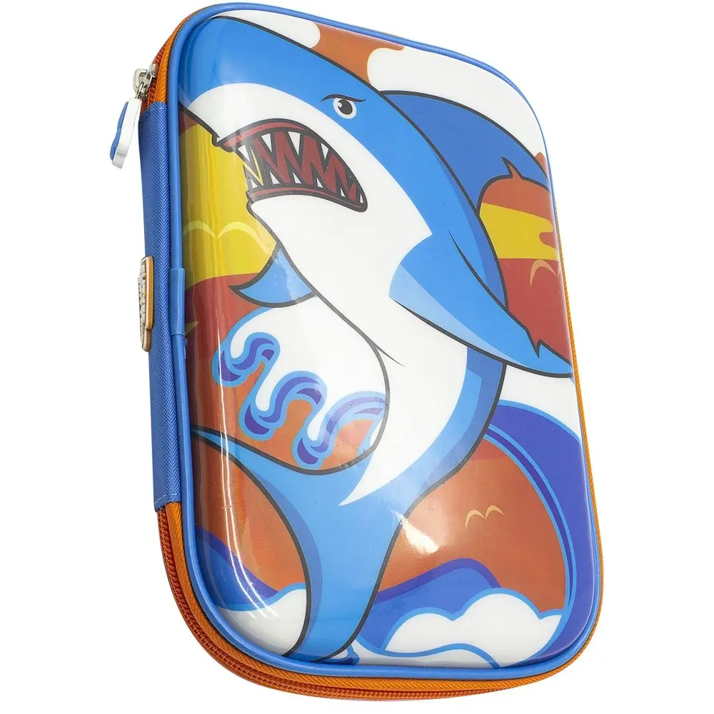 Glitter Critters Carry Me 24 Slots Kids Pencil Case w/Mesh Compartment BLU Shark - Office
