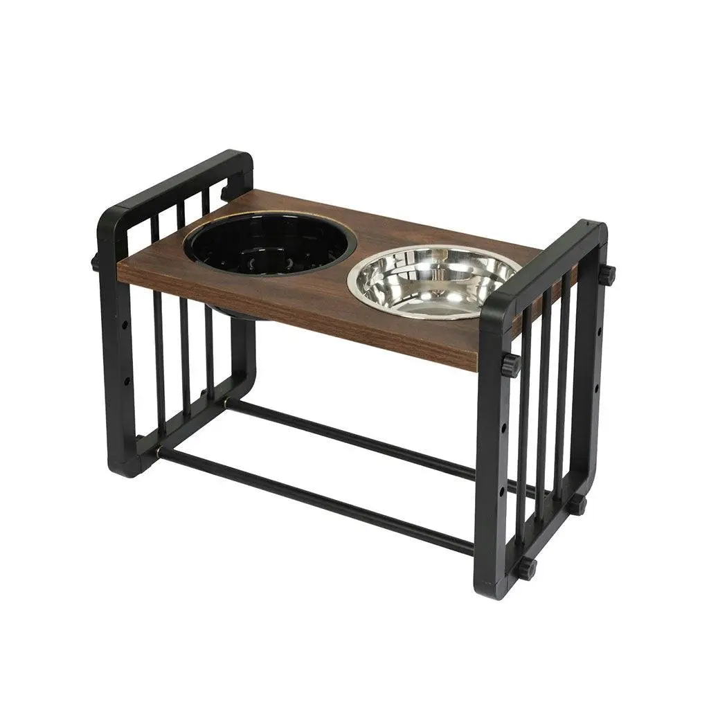 Pawz Pet Feeder Adjustable Height Elevated Dual Raised Water Food Bowl Medium - Pets