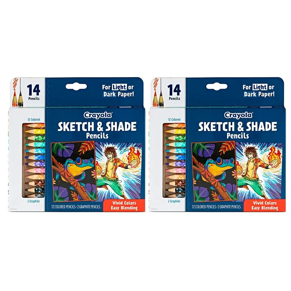 28pc Crayola Kids/Childrens Creative Art Sketch & Shade Colouring Pencils 96m+ - Office