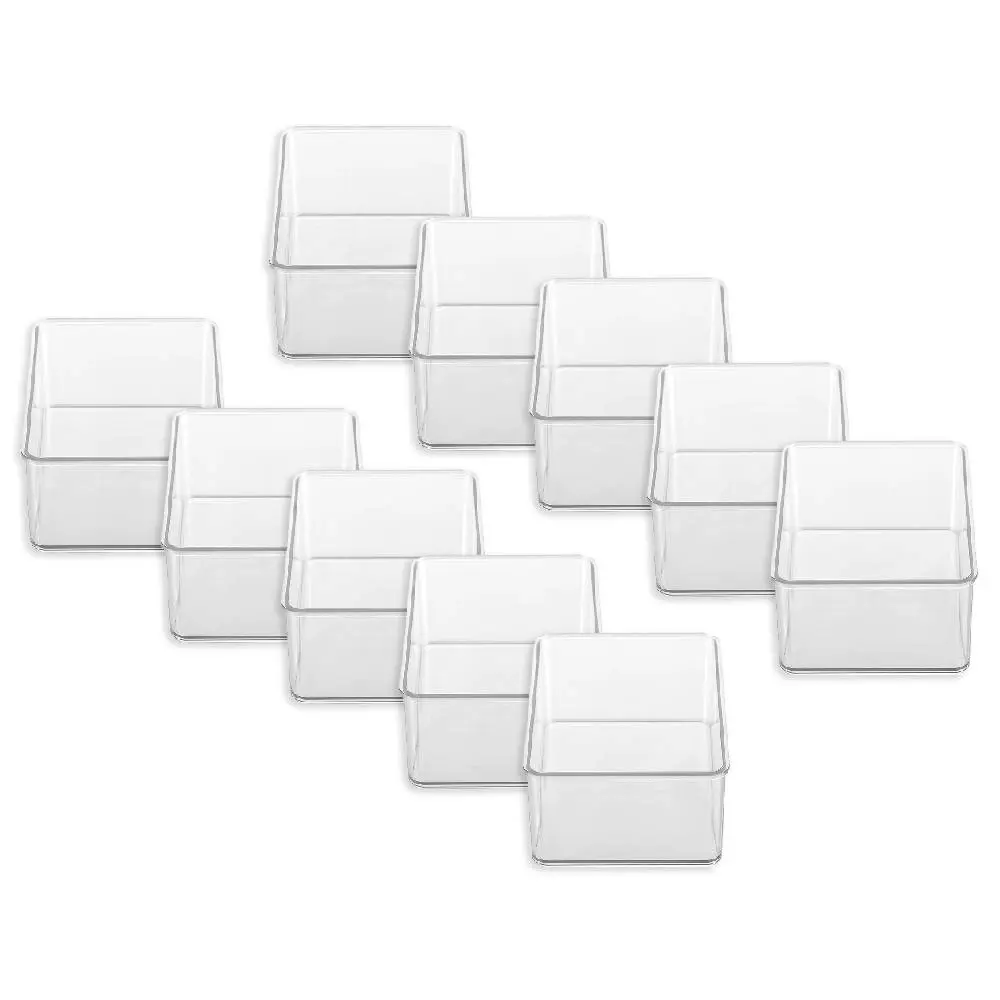 10x Boxsweden 16cm Crystal Stackable Tray Storage Home Container Organiser Clear - Home & Garden