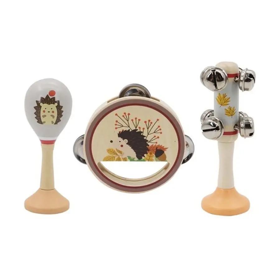 3pcs Kaper Kidz Children's Calm & Breezy Hedgehog Wooden Musical Play Set 18m+ - Toys & Games
