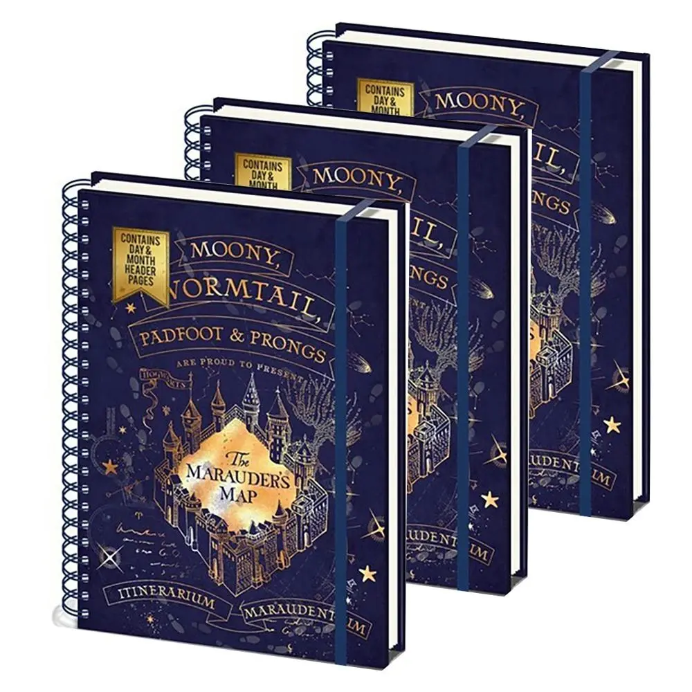 3x Wizarding World Harry Potter Character Marauders Map A4 Wiro Notebook - Office