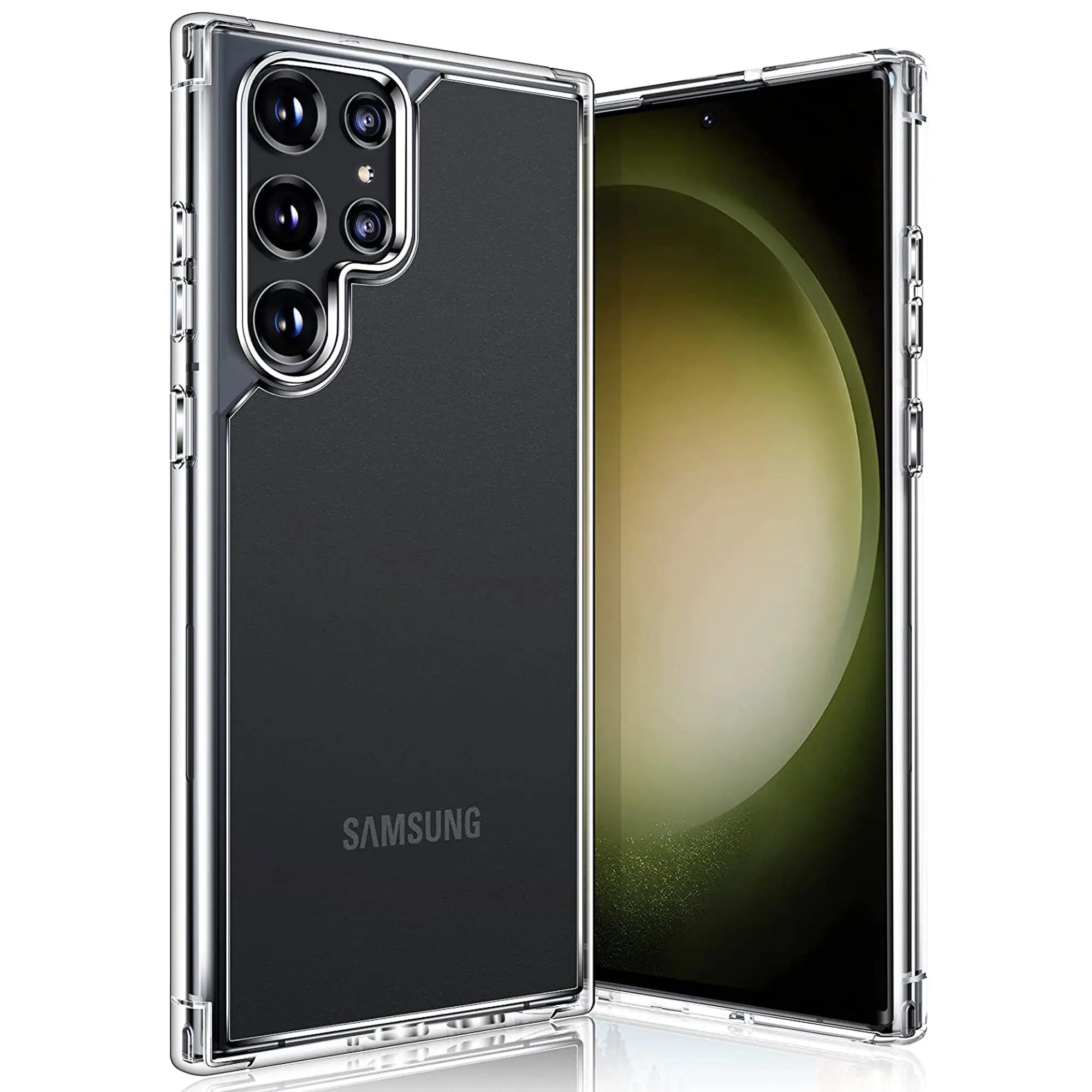 MEZON Samsung Galaxy S23 Ultra (6.8") Premium Slim Crystal Clear TPU Gel Back Case - Wireless Charging Compatible