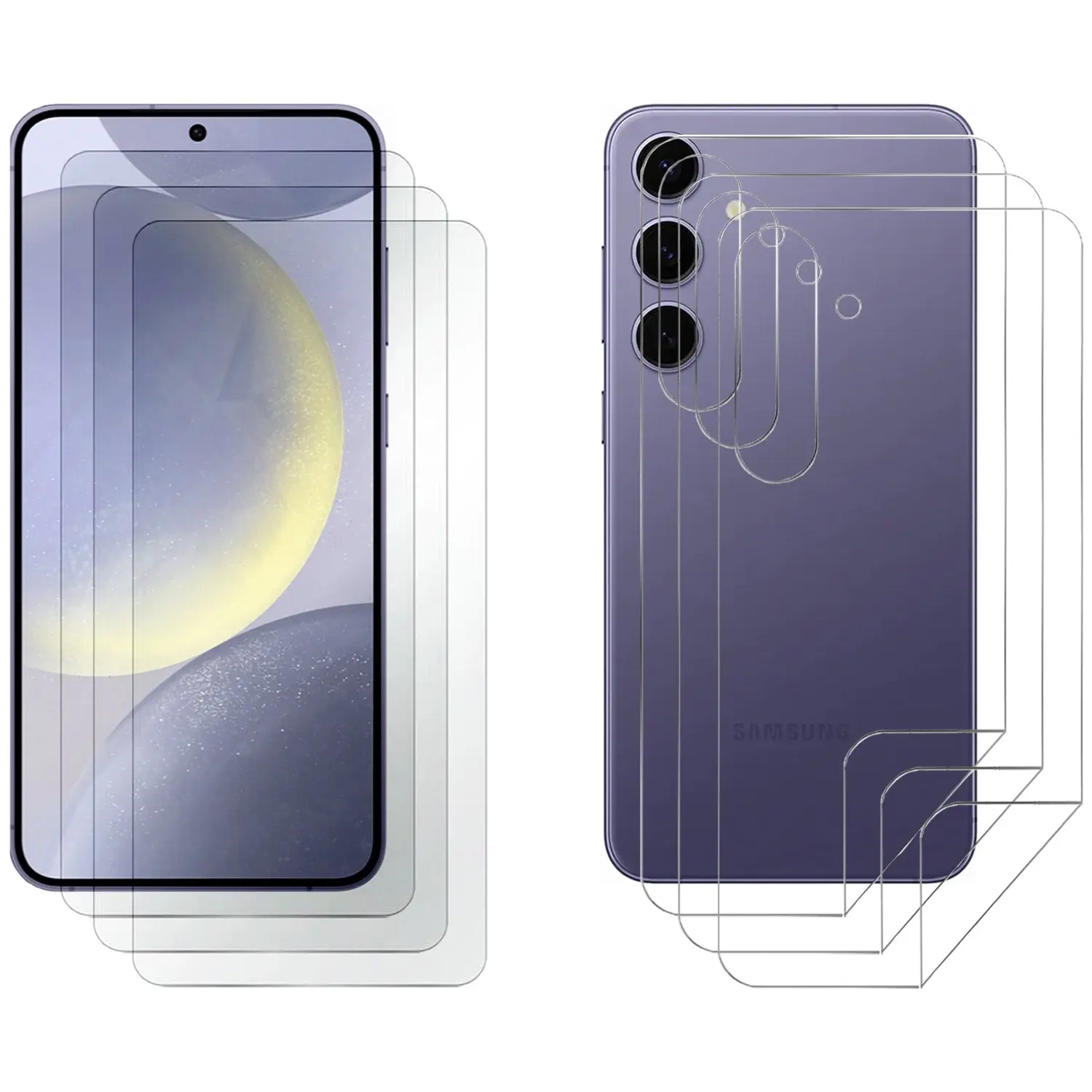 3 Set Tempered Glass Screen Protector for Samsung Galaxy S24+ PLUS Front and Back Film Bulk - Electronics