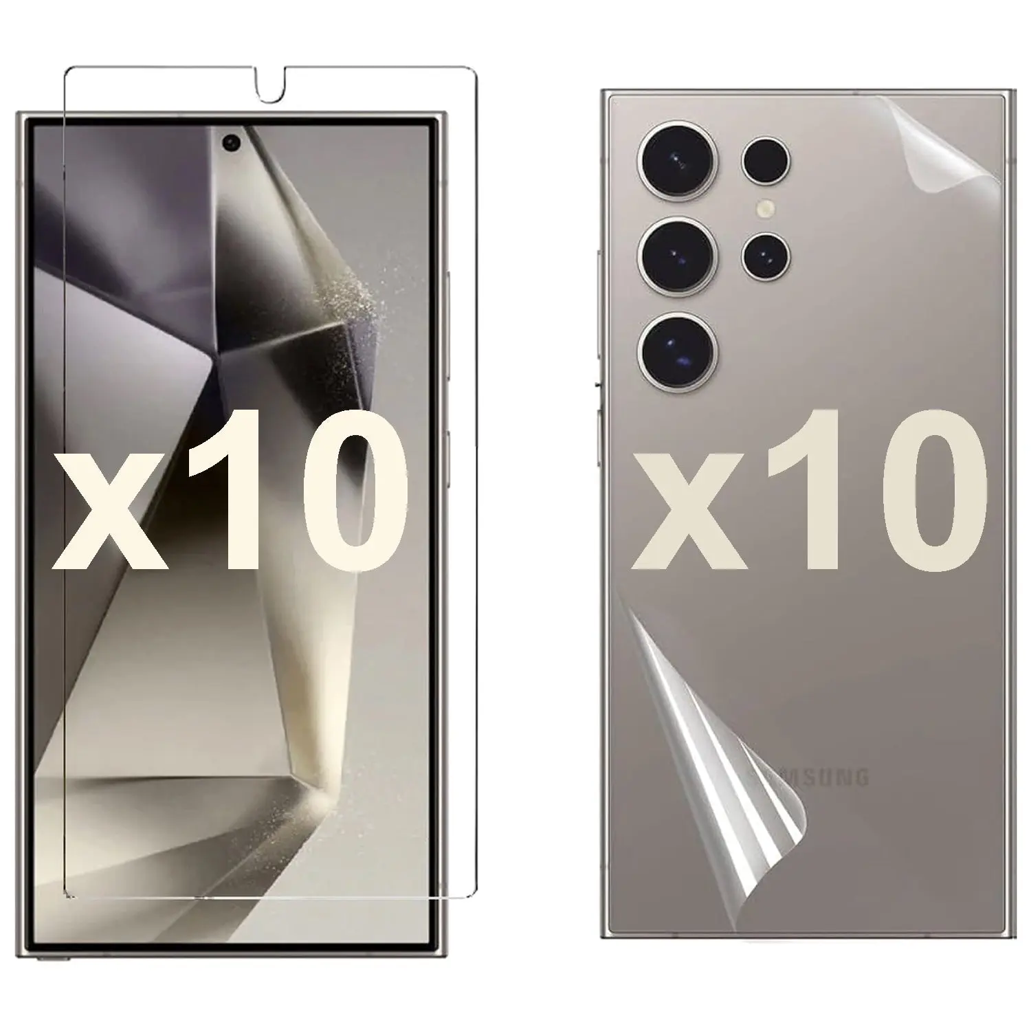 10 Set Tempered Glass Screen Protector for Samsung Galaxy S24 ULTRA Front and Back Soft Film - Electronics