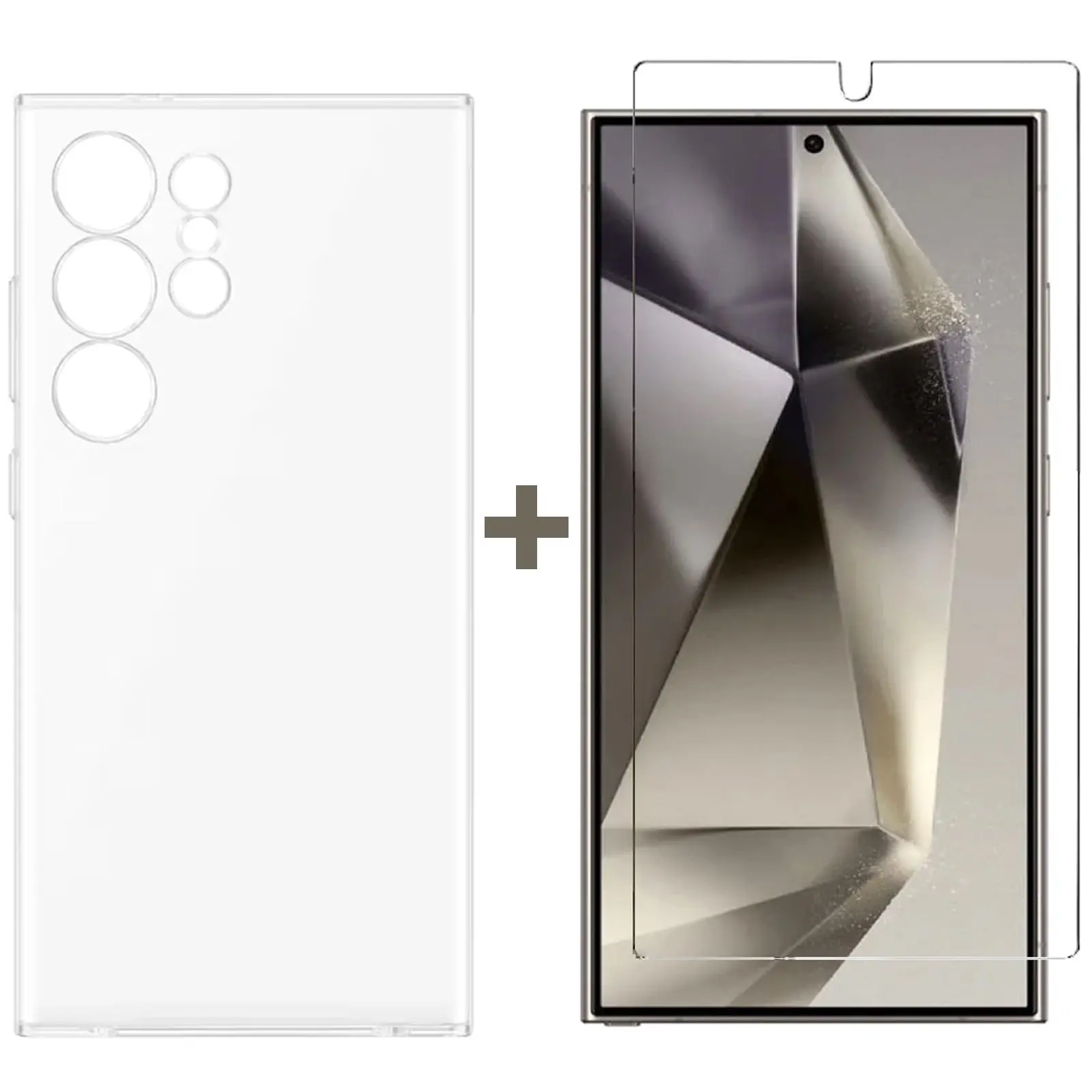 For Samsung Galaxy S24 ULTRA Case Cover and Tempered Glass Screen Protector Clear - Electronics