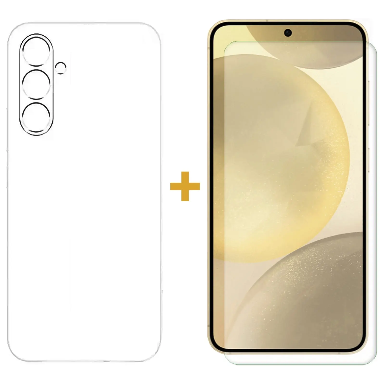 For Samsung Galaxy S24 Back Case Cover and Tempered Glass Screen Protector Clear - Electronics