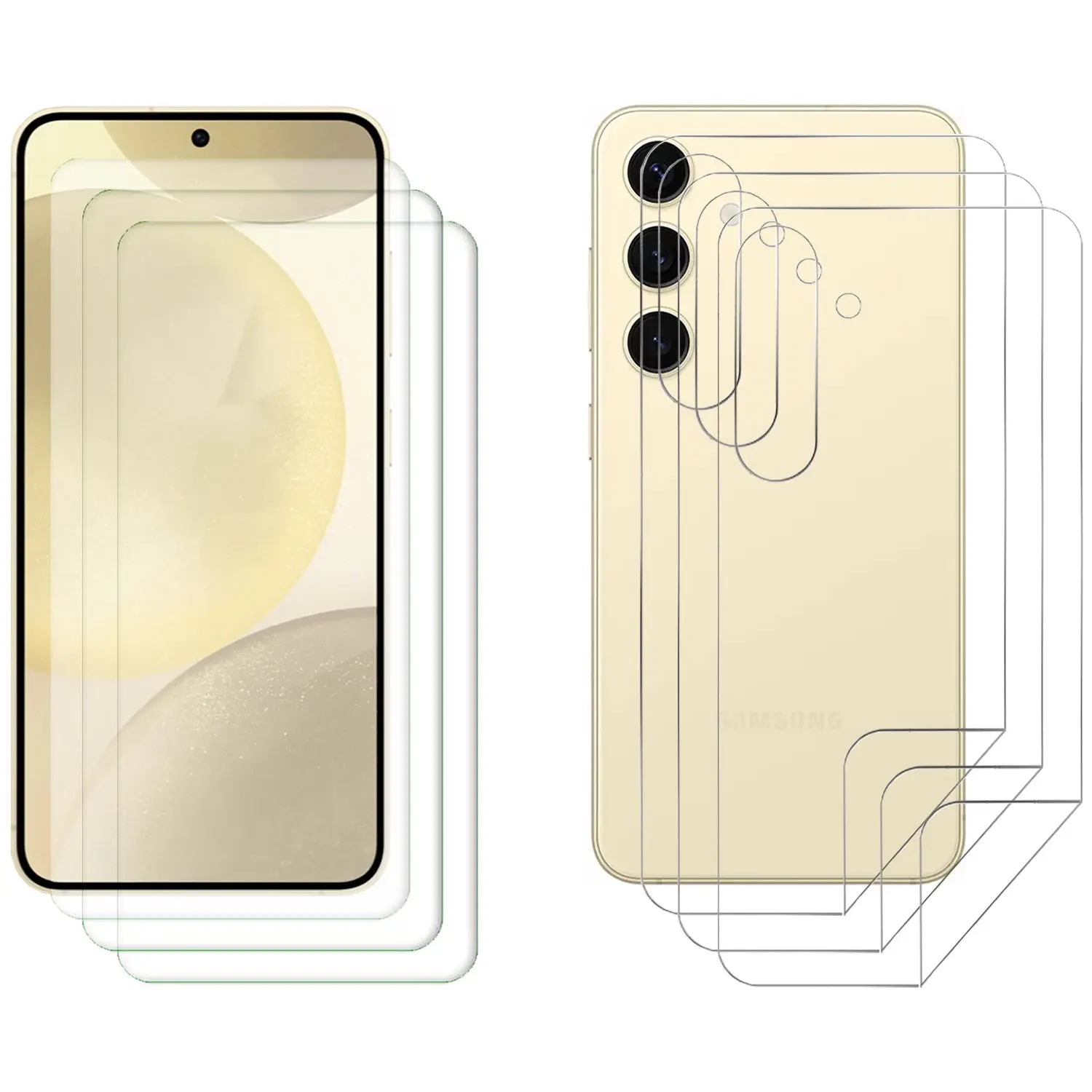 3 Set Tempered Glass Screen Protector for Samsung Galaxy S24 Front and Film Back Bulk - Electronics