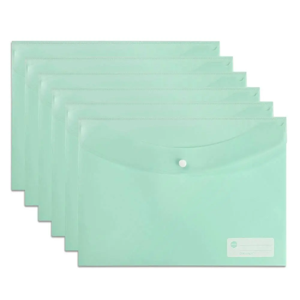 10PK Marbig Transparent Doculope Clip Folder A4 Paper Wallet/Sleeve Pastel Green - Office