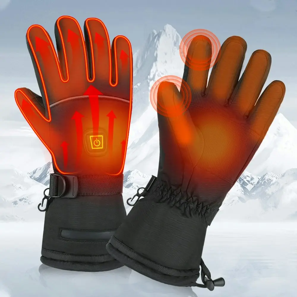 1 pair Windproof Waterproof Electric Heated Gloves For Men Women Indoor Outdoor Use-L
