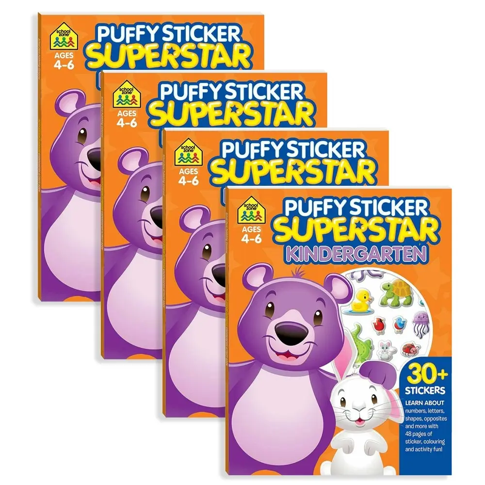 4x School Zone Puffy Sticker Superstar: Kindergarten Kids Doodle Art/Craft 3y+ - Hobbies