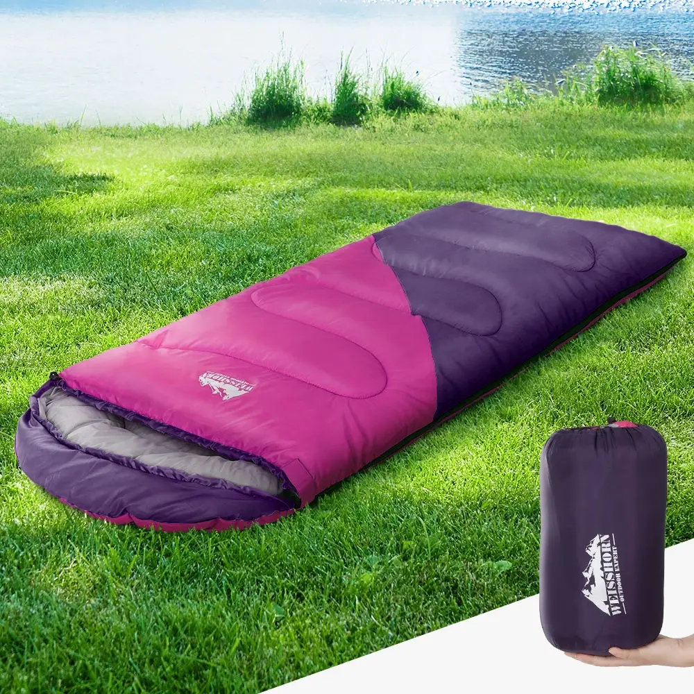 Weisshorn Sleeping Bag Kids Single 172cm Thermal Camping Hiking Pink - Sports & Outdoor