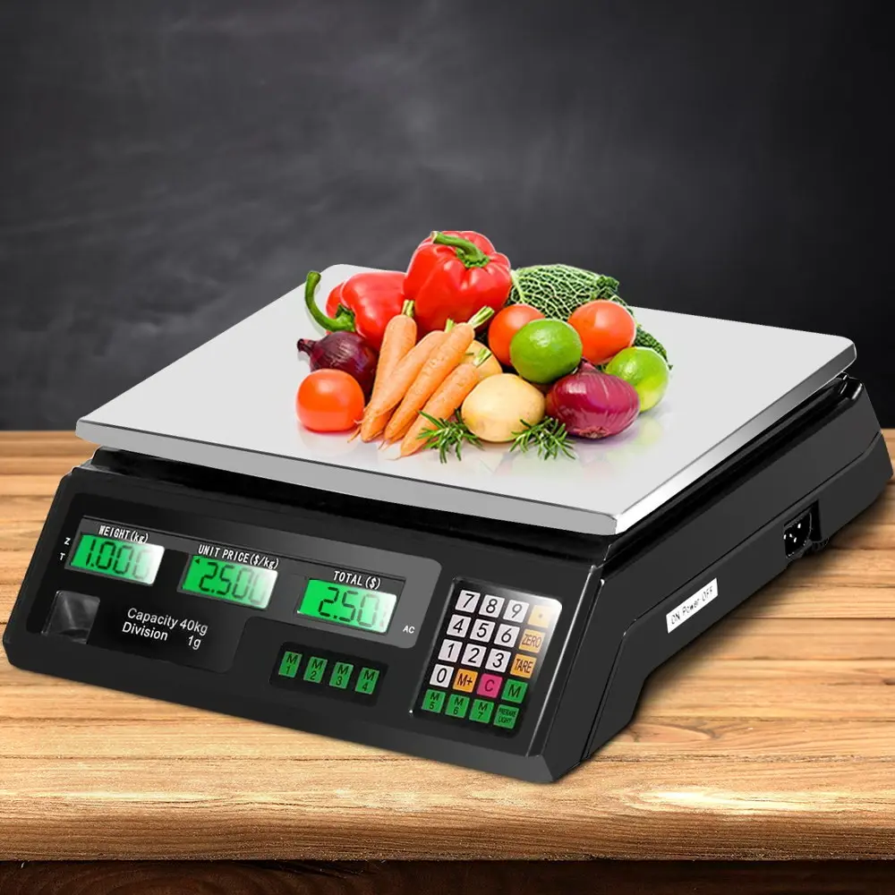 Emajin Scales Digital Kitchen 40KG Weighing Scales Platform Scales Black LCD - Home & Garden