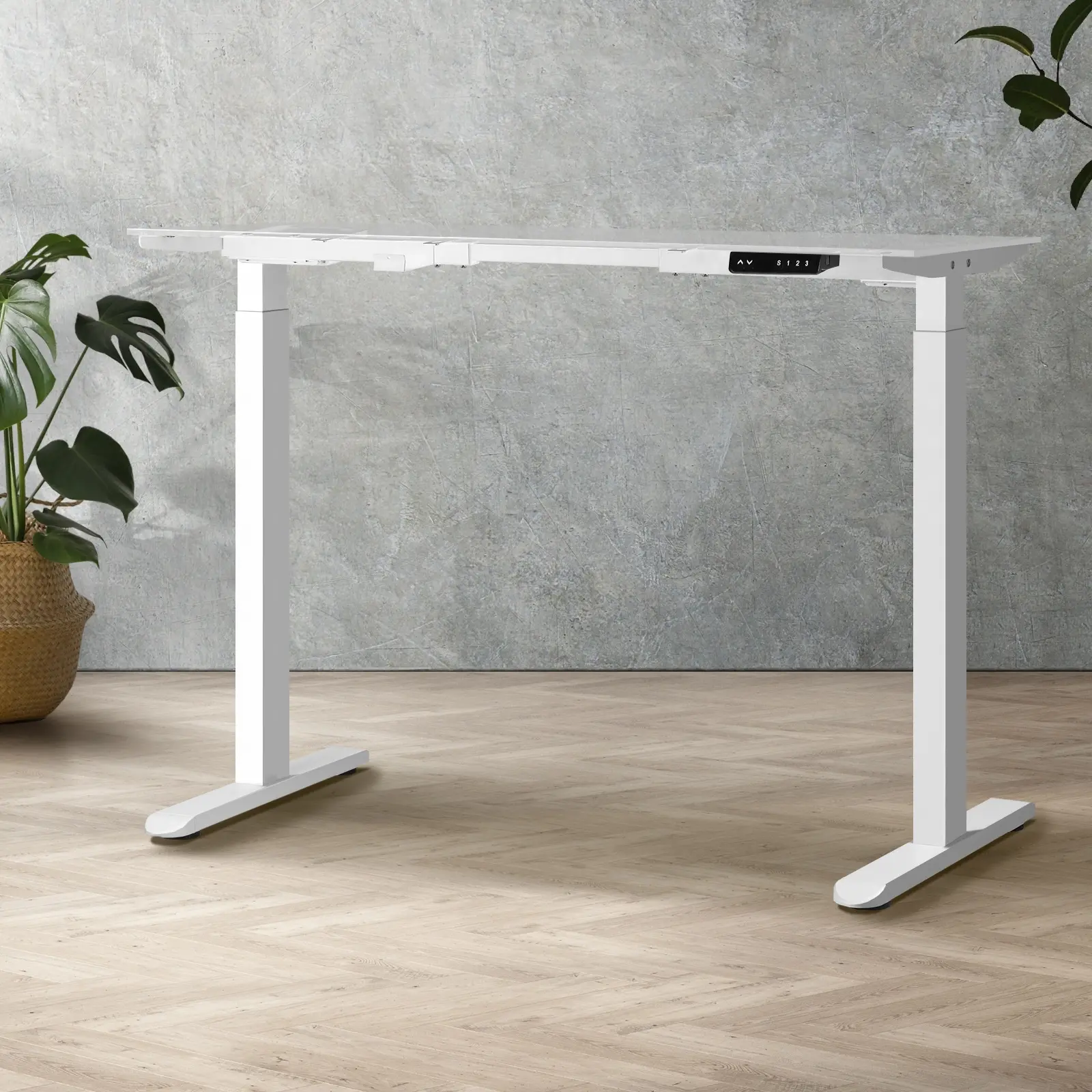 Oikiture Standing Desk Frame Only Dual Motor Height Adjustable Motorised Desk White - Save up to 70% Off Office Furniture Specials