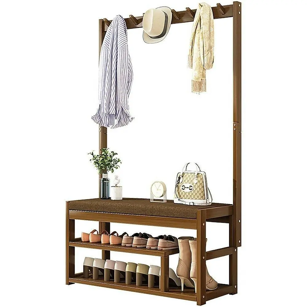 100cm Bench Coat Rack Stand Multifunctional Hall Shelf - Home & Garden