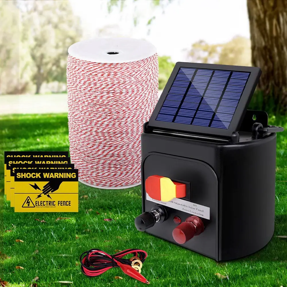 Giantz Fence Energiser 5KM Solar Powered Electric 2KM Poly Wire - Hardware