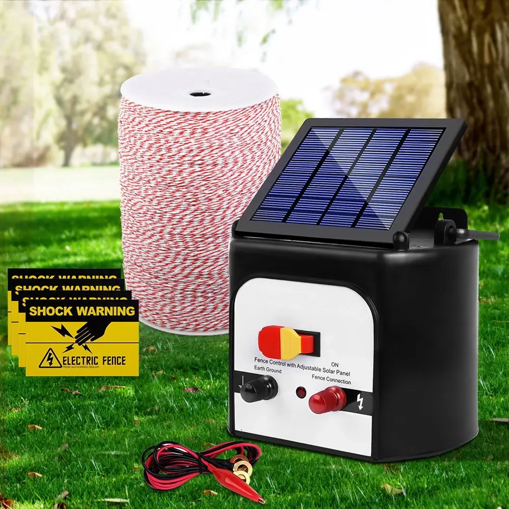 Giantz Fence Energiser 8KM Solar Powered Electric 2KM Poly Wire - Hardware