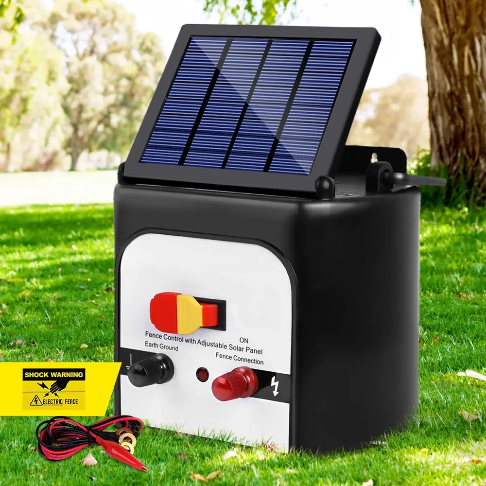 Giantz Fence Energiser 8KM Solar Powered 0.3J Electric Fencing Charger - Free Shipping Specials