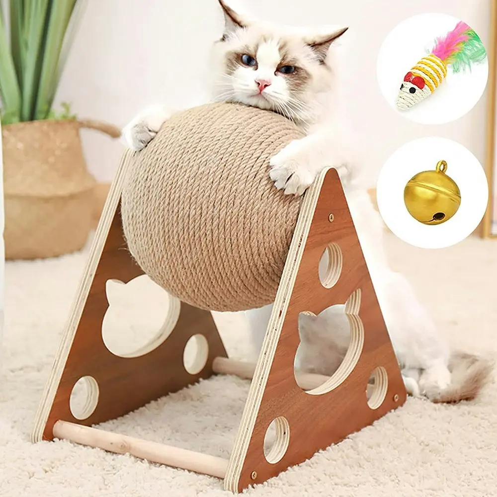 Cat Scratching Ball Toy Kitten Sisal Rope Board Grinding Paws Toys Scratcher Toy - Pets
