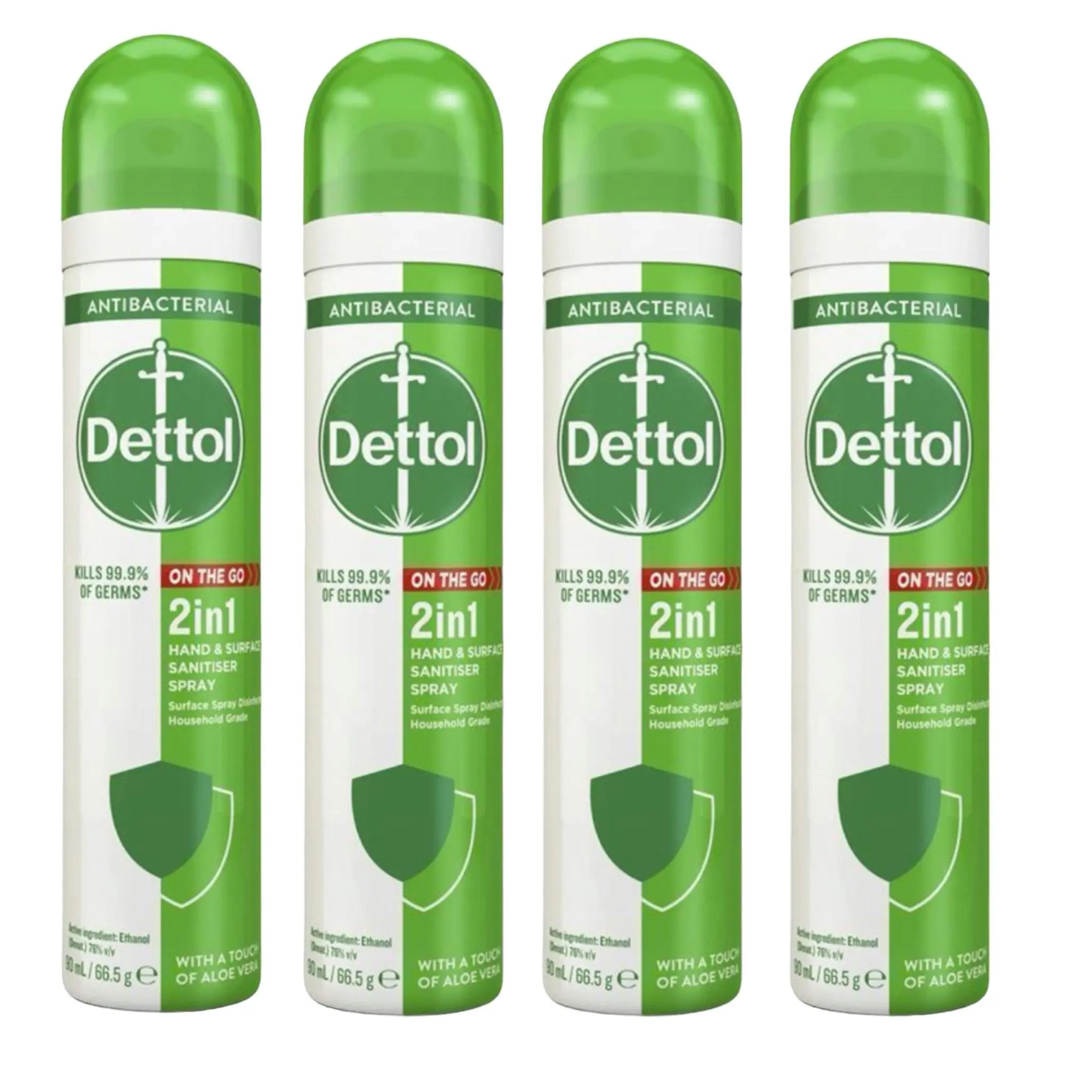4 Pack Dettol Sanitizer Spray With Aloe Vera Extracts | 90mL - Home & Garden