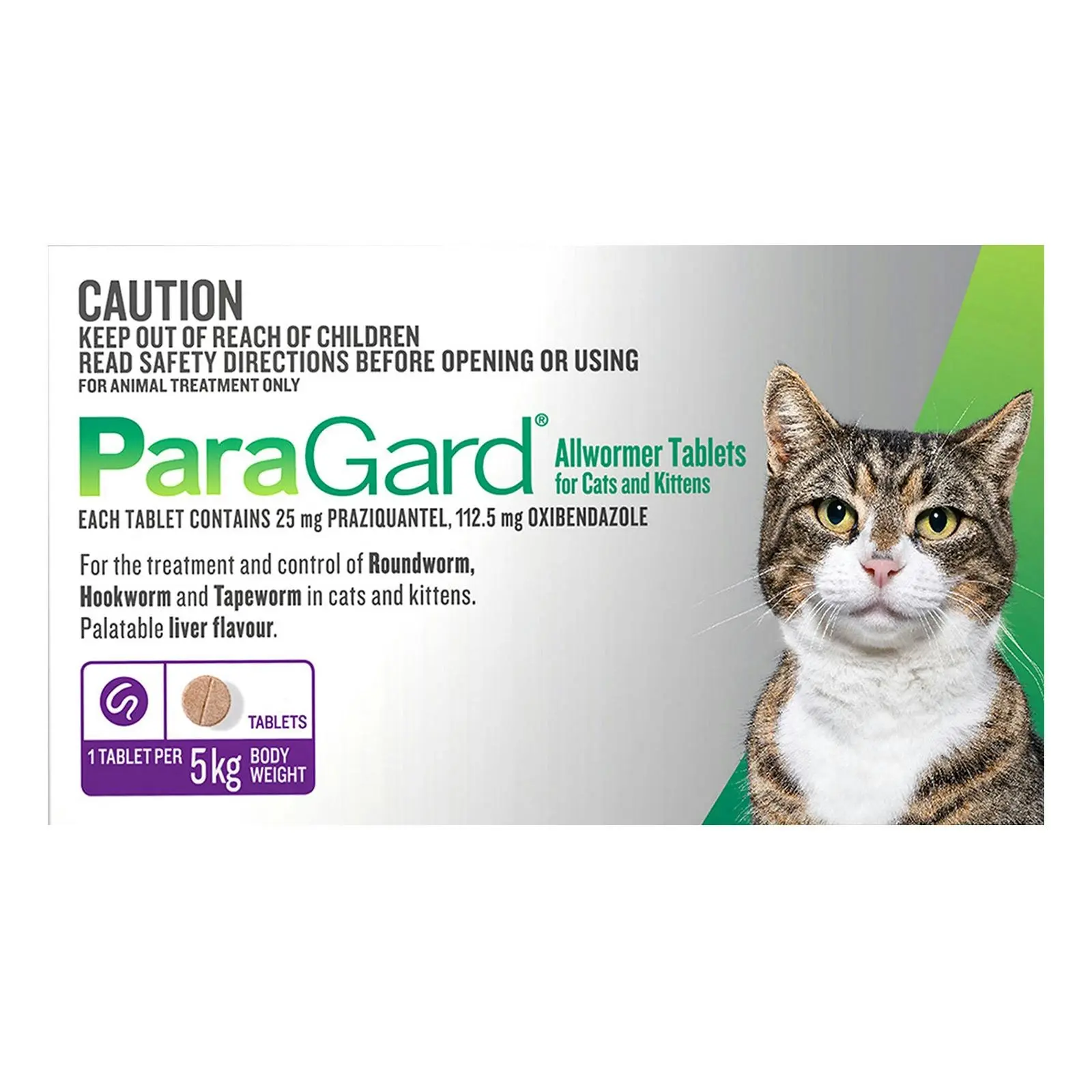 PARAGARD Allwormer Tablets For Cats and Kittens 5 Kg 4 Tablets PURPLE - Pets