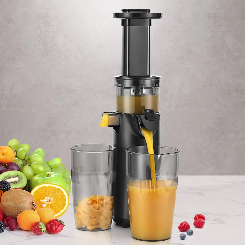 Devanti Slow Juicer Cold Press Fruit Juice Extractor 130W Black - Home & Garden