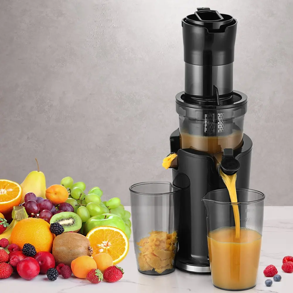 Devanti Slow Juicer Cold Press Fruit Juice Extractor 200W Black - Home & Garden