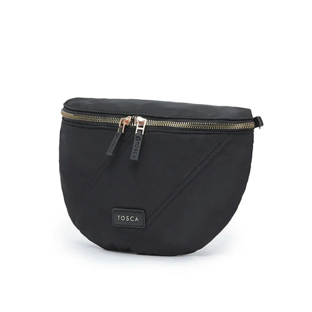 Tosca Sling Lightweight Vegan Crossbody Compact Shoulder Handbag Black Stitch - Fashion