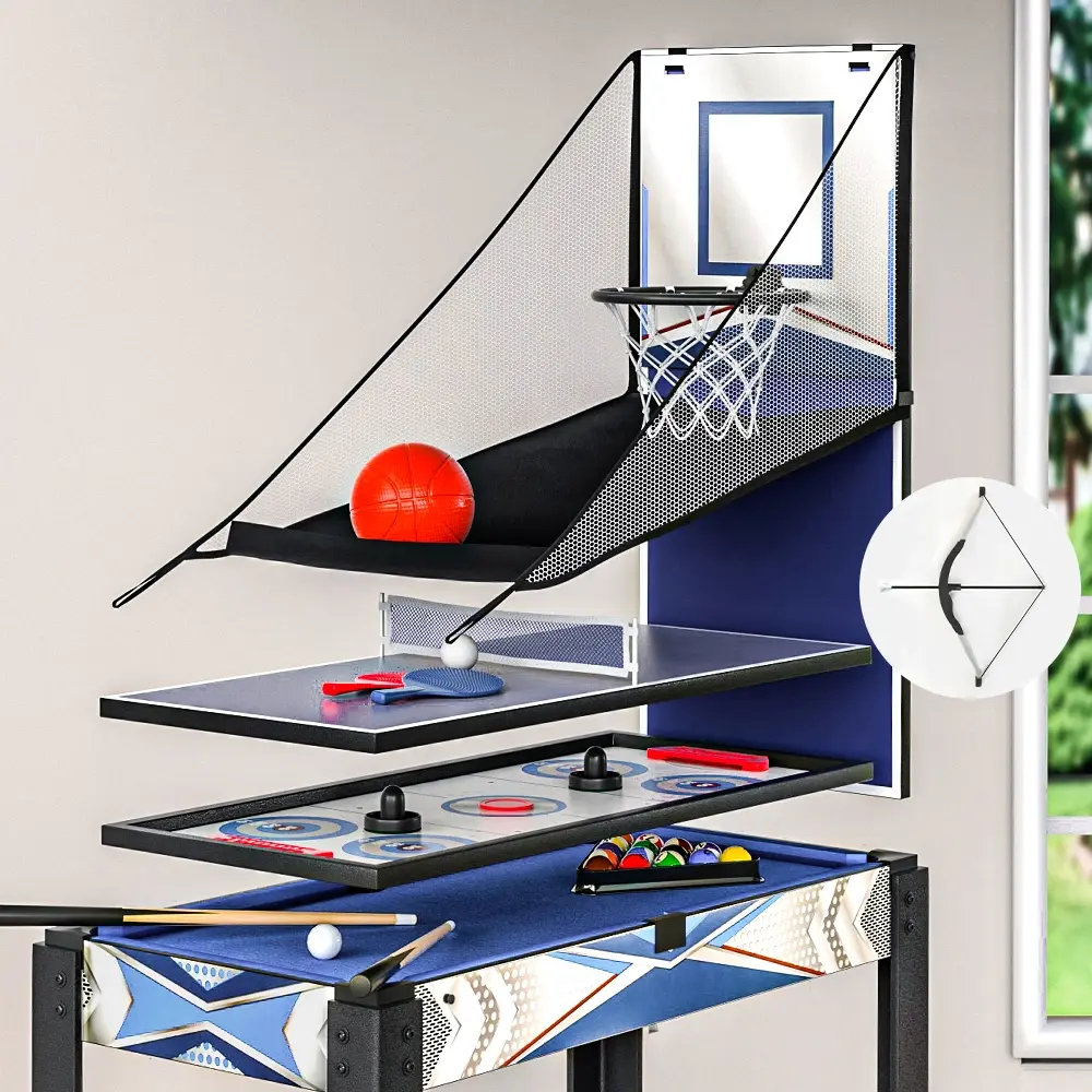 5-In-1 Game Table Pool Soccer Table Tennis Air Hockey Basketball Arcade Gift