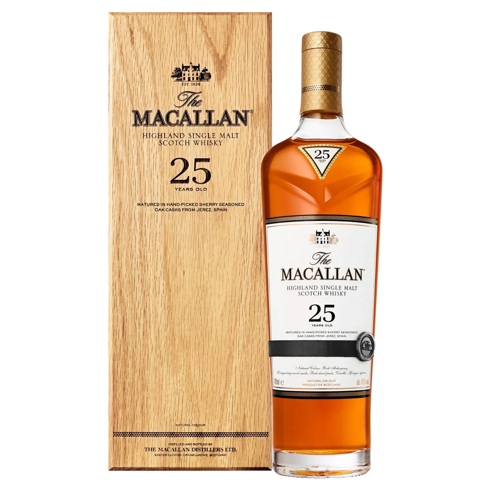The Macallan 25 Year Old Sherry Oak Cask Single Malt Scotch Whisky 700ml - Alcohol