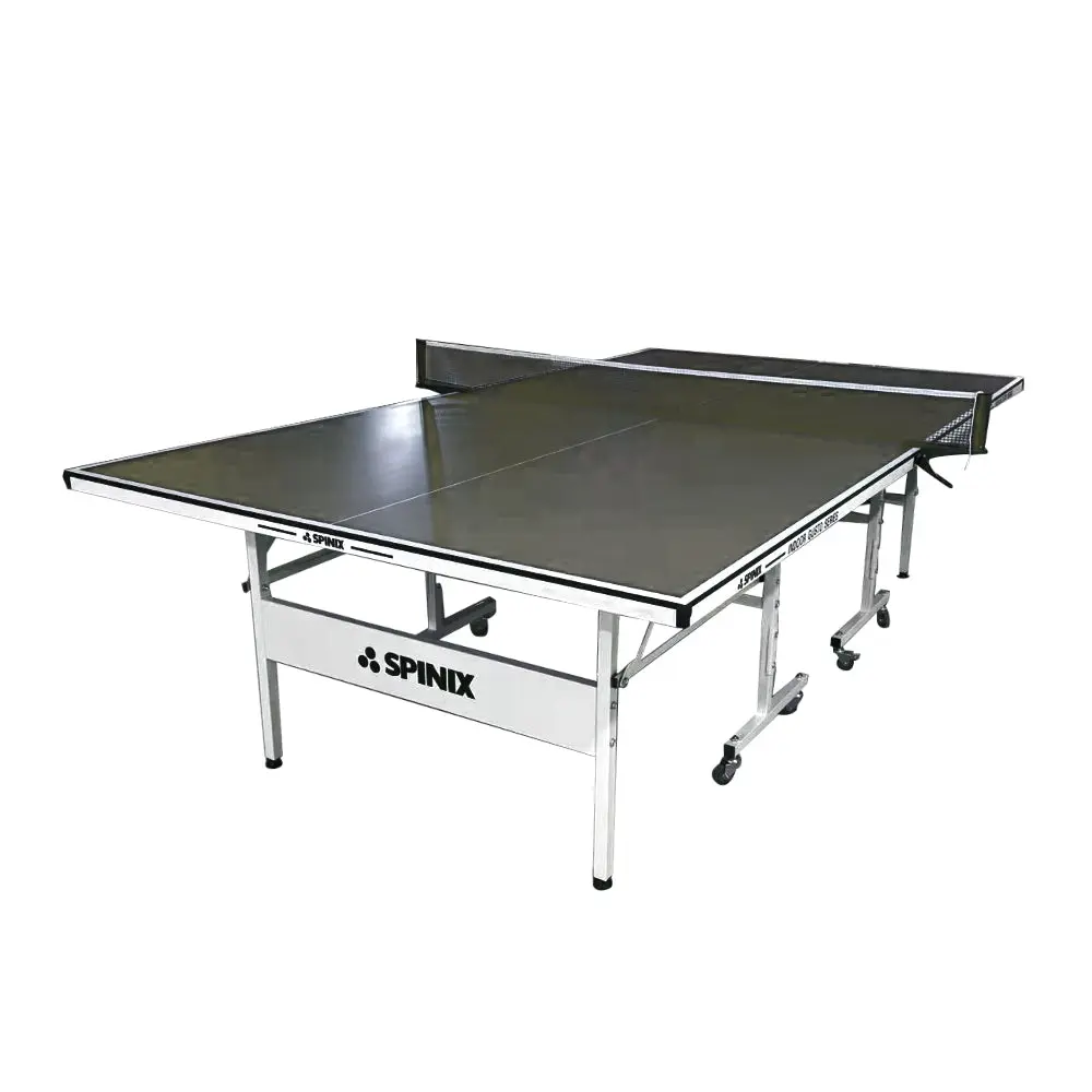 SPINIX 16mm Indoor Black Top Foldable Solo Play Table Tennis Pingpong Table-Bats Balls Net
