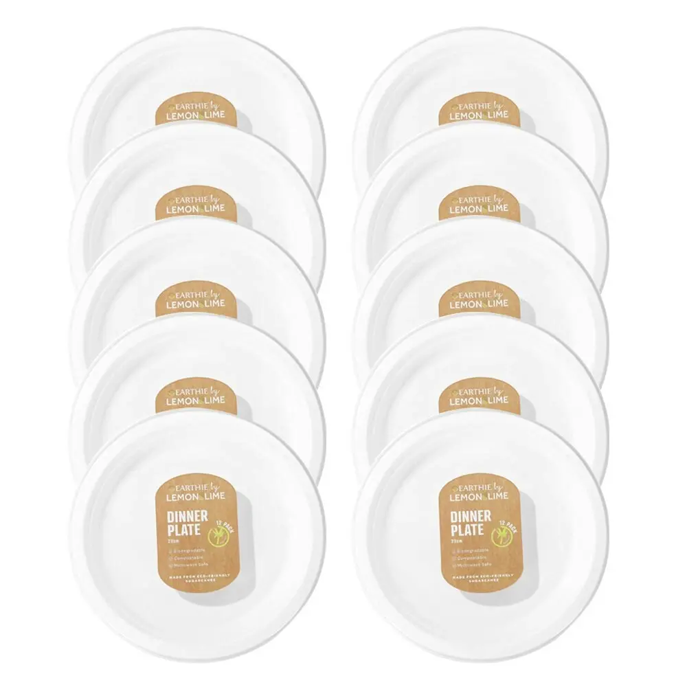 120pc Lemon & Lime Eco/Biodegradable/Compostable Disposable 23cm Dinner Plate WH - Hobbies