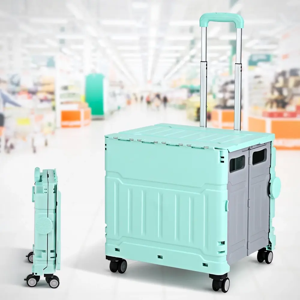 Emajin Shopping Trolley Cart 75L Foldable Green - Fashion