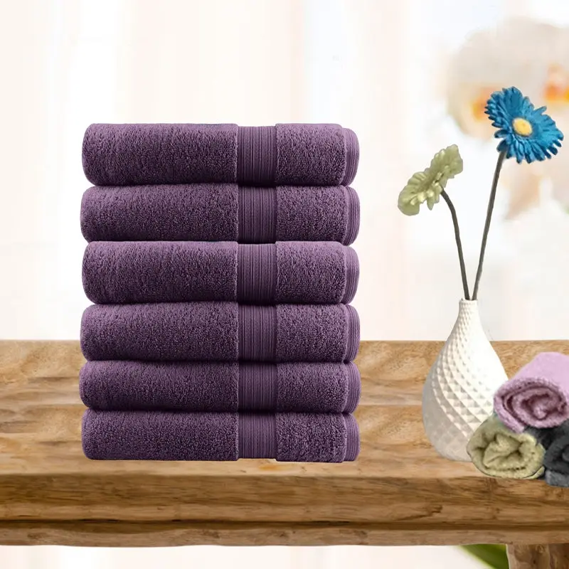 Softouch 6 Piece Ultra Light 500gsm Soft Cotton Face Washers In Aubergine - Home & Garden