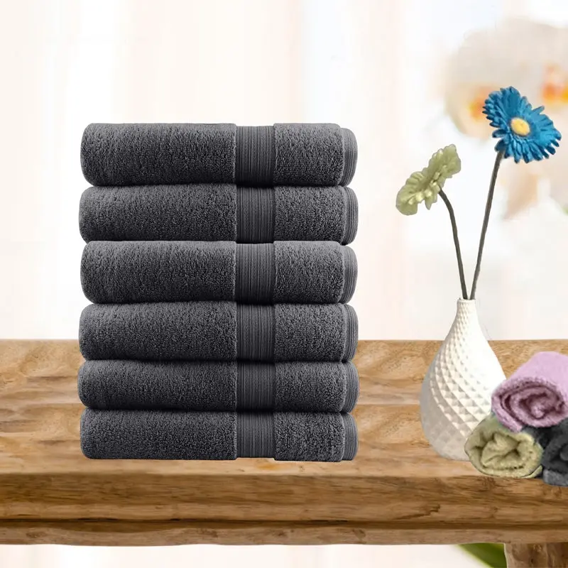 Softouch 6 Piece Ultra Light 500gsm Soft Cotton Face Washers In Charcoal - Home & Garden