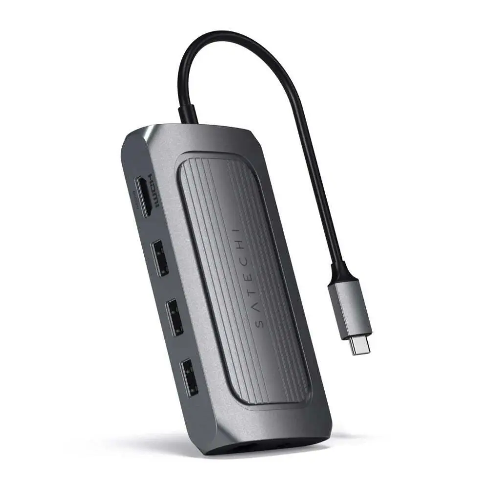 Satechi USB 4 Multiport Portable Adapter w/8K HDMI For Windows PC/Mac Space Grey - Electronics