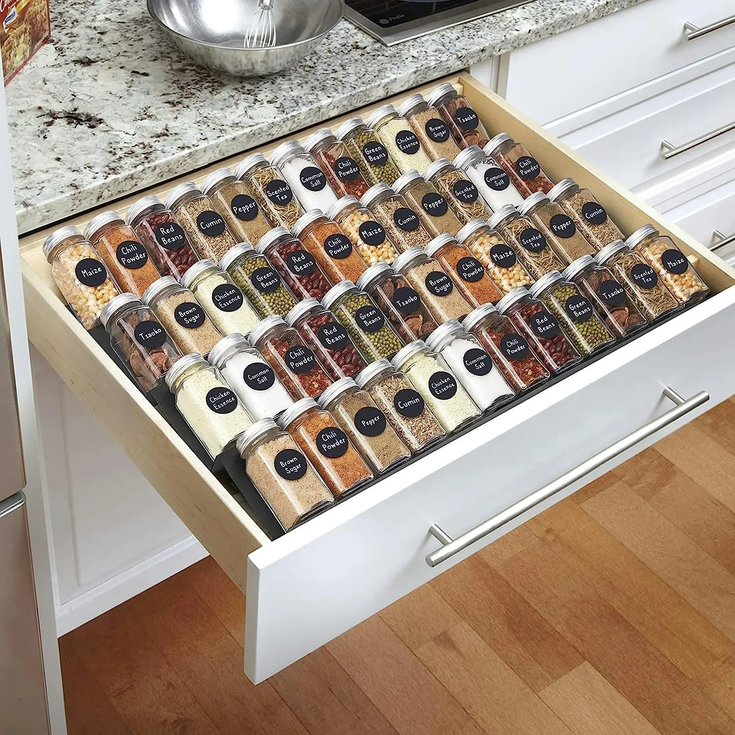 Kitchen Spice Rack Drawer Organizer, 4 Tier Adjustable - Home & Garden