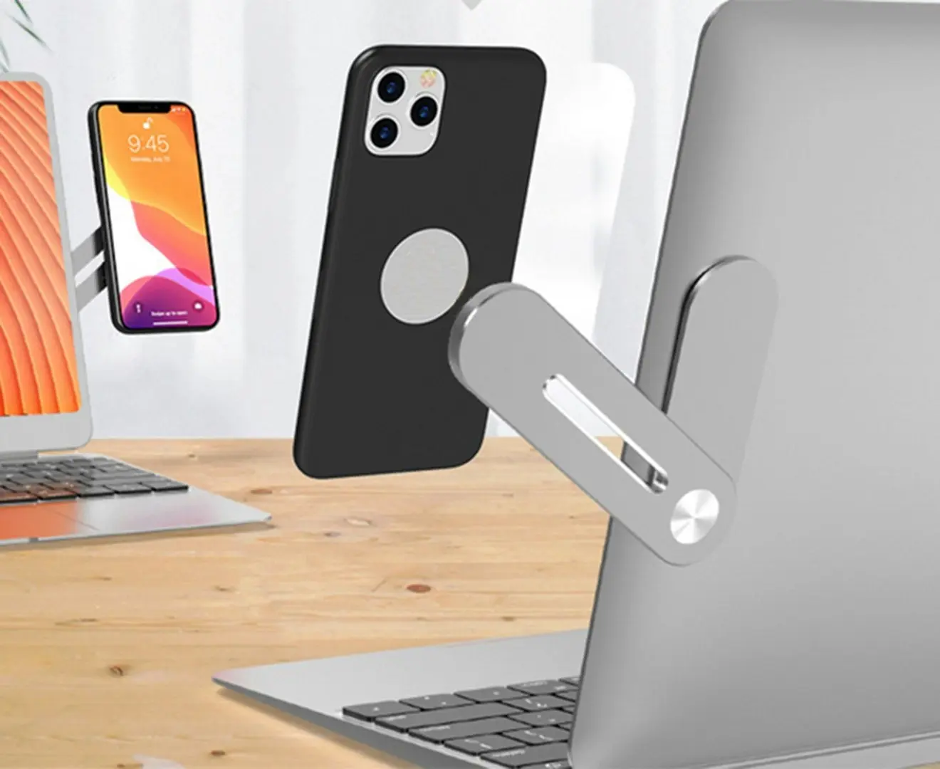 Muti-functional Aluminium Mobile phone expansion stand-Silver&Grey