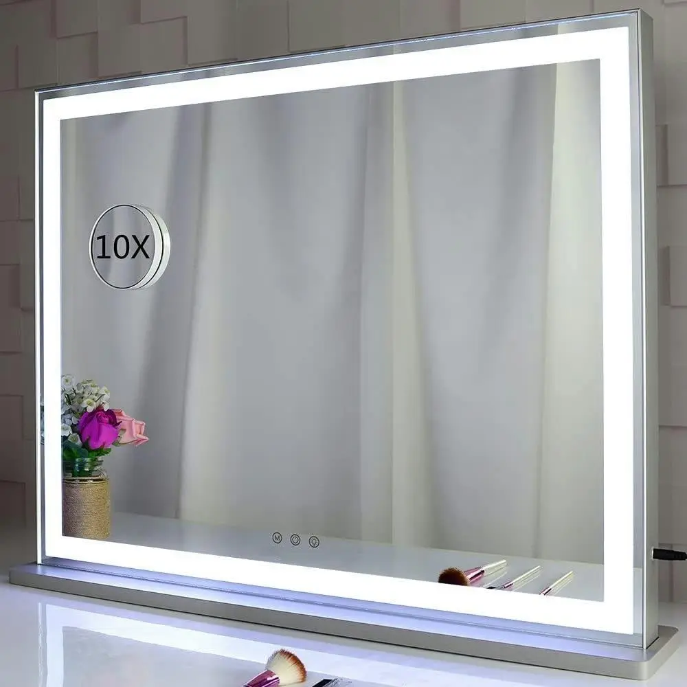 Hollywood LED Makeup Mirror with Smart Touch Control and 3 Colors Dimmable Light (72 x 56 cm) - Fashion