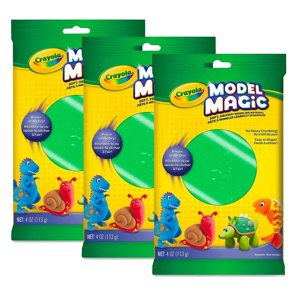 3x Crayola Childrens Creative Model Magic Squishy Modeling Material 113gms GRN - Hobbies