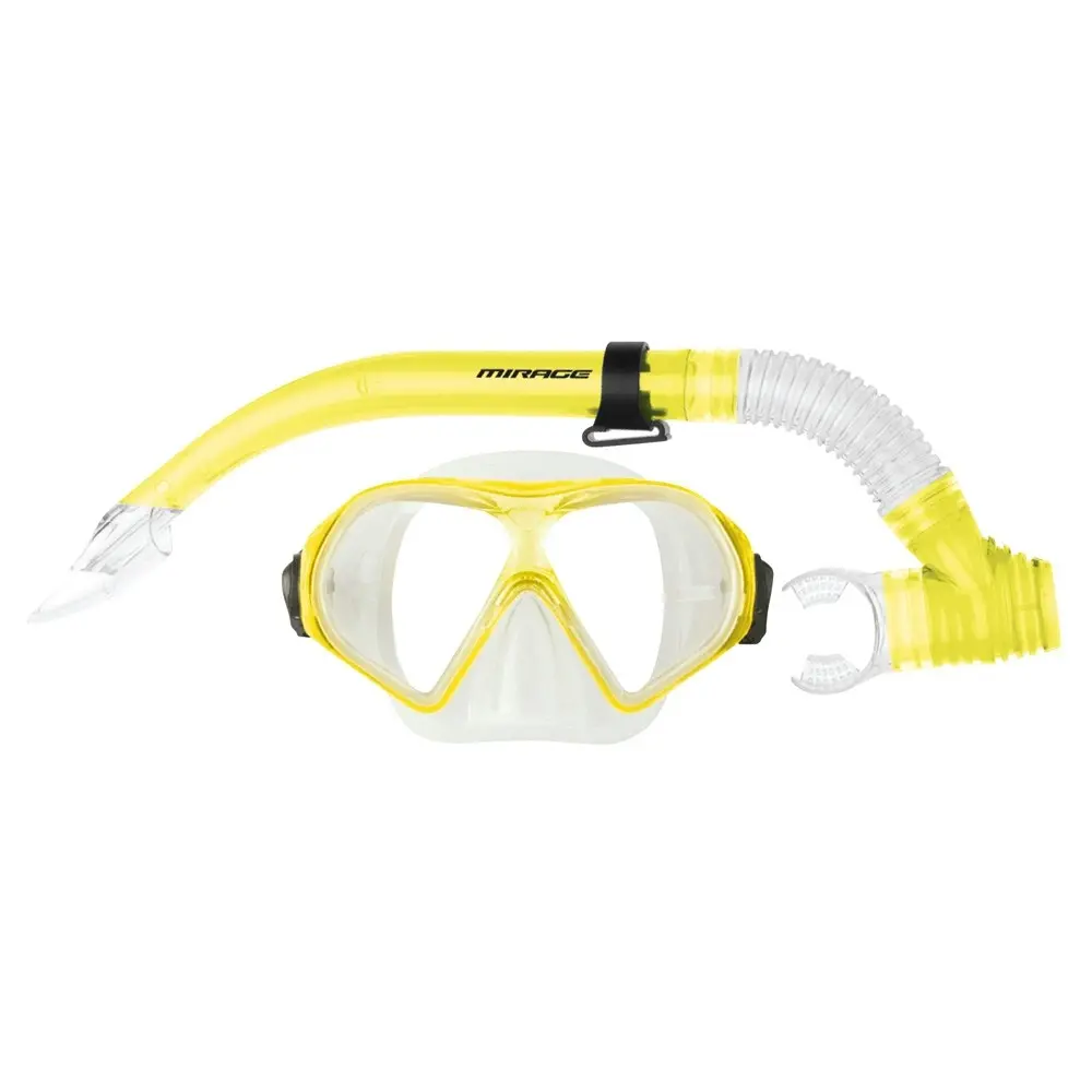 Mirage Watersports Adult Silitex Beach Swimming Goggle Mask/Snorkel Set Yellow - Sports & Outdoor