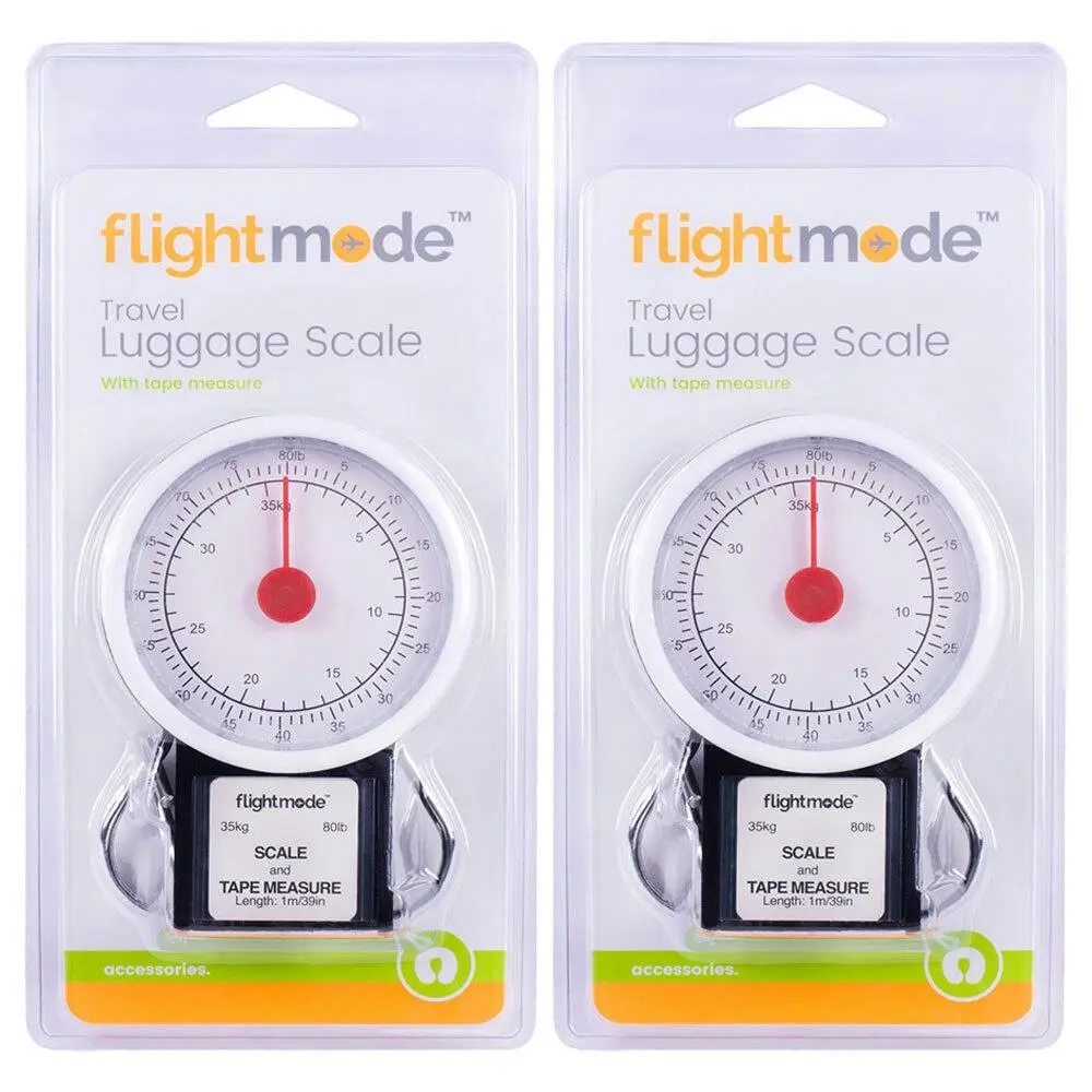 2x Flightmode Luggage Scale upto 35kg/80lb w/1m Retractable Measuring Tape - Fashion