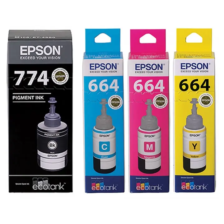 Epson T664 T774 EcoTank 664 774 Ink Toner Bottle Value Pack Genuine Original - Electronics