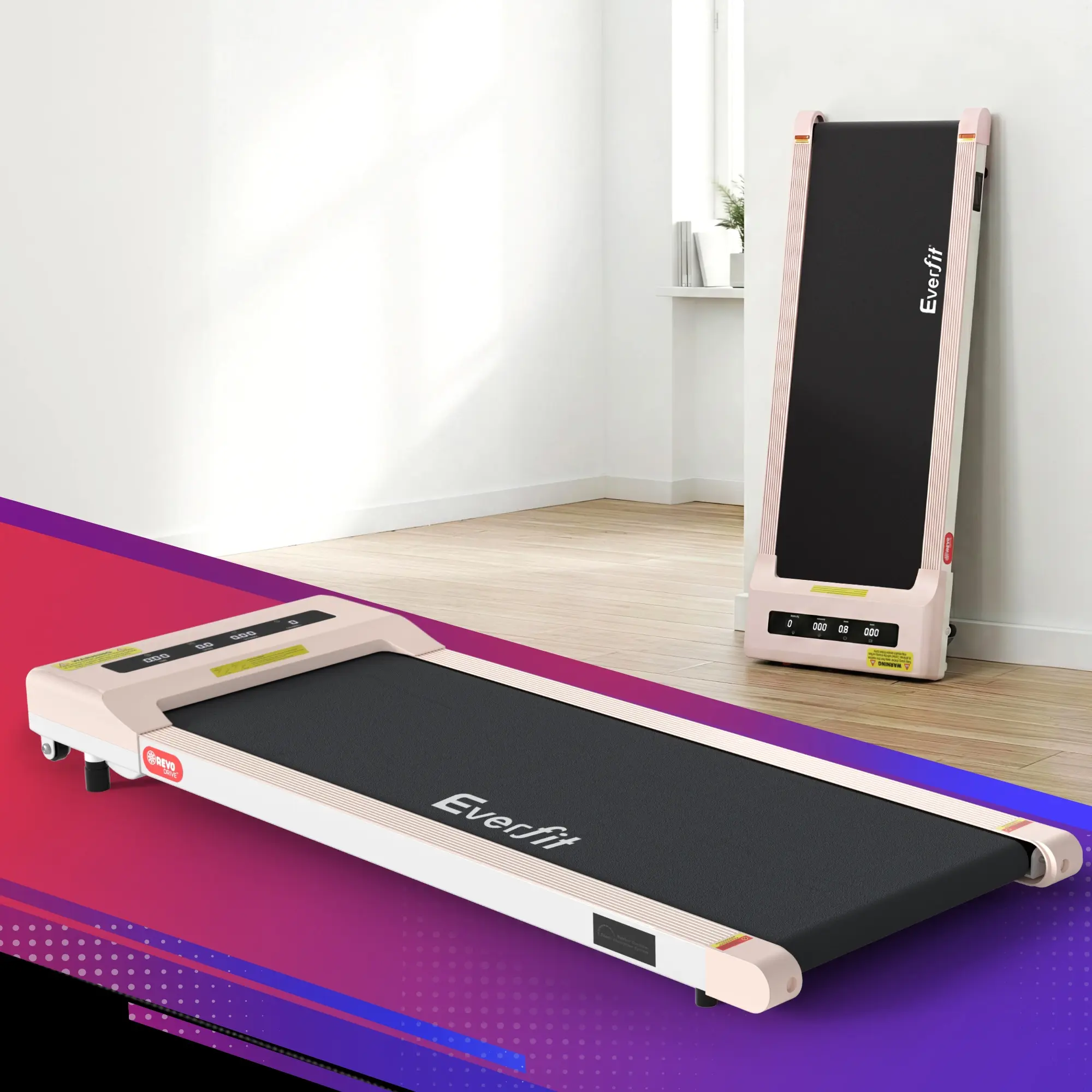 Everfit 2 in1 Treadmill Electric Walking Pad Under Desk Home Gym Fitness 360mm Pink - Shred Sale - Up to $400 off