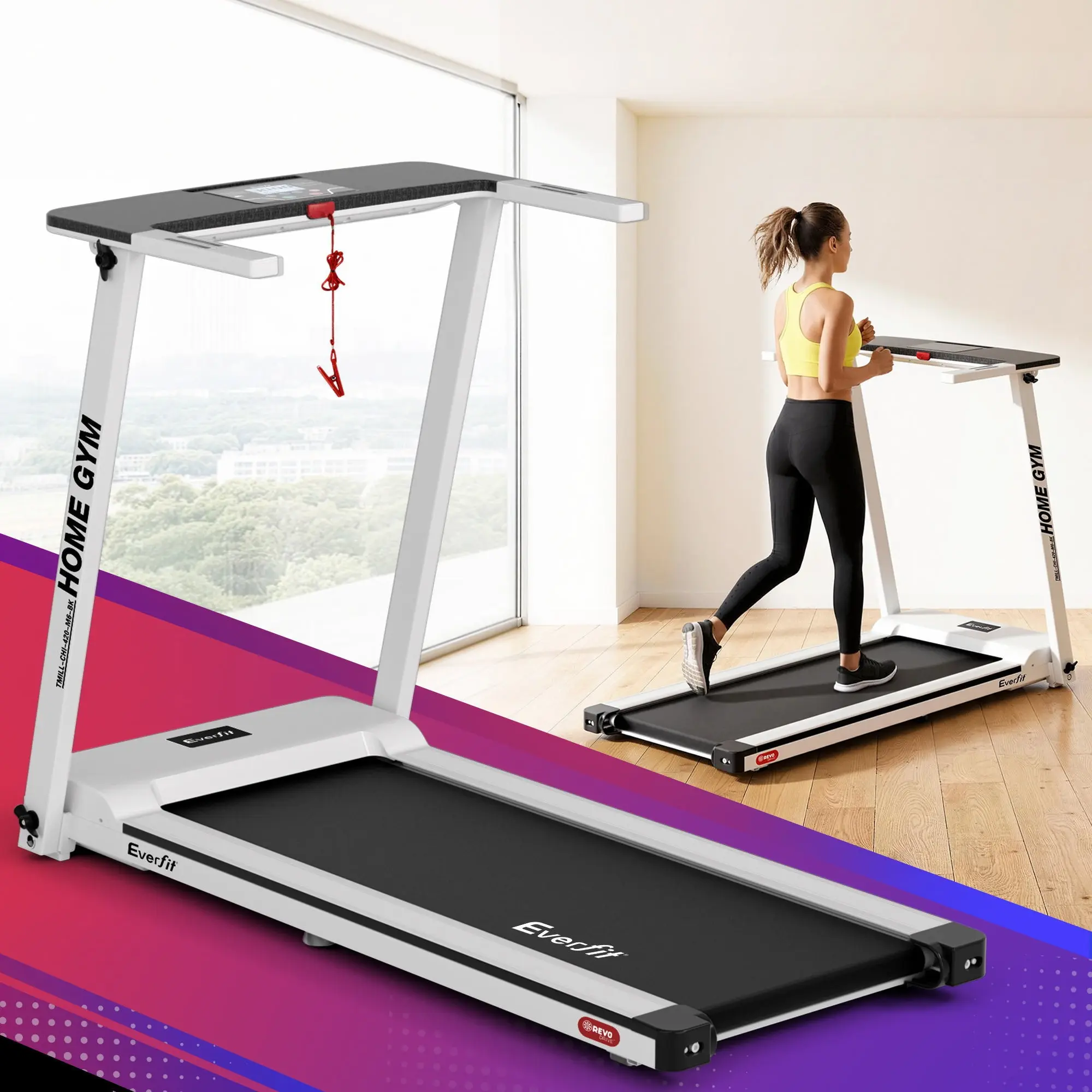 Everfit Treadmill Electric Home Gym Fitness Exercise Fully Foldable 420mm White - Shred Sale - Up to $400 off