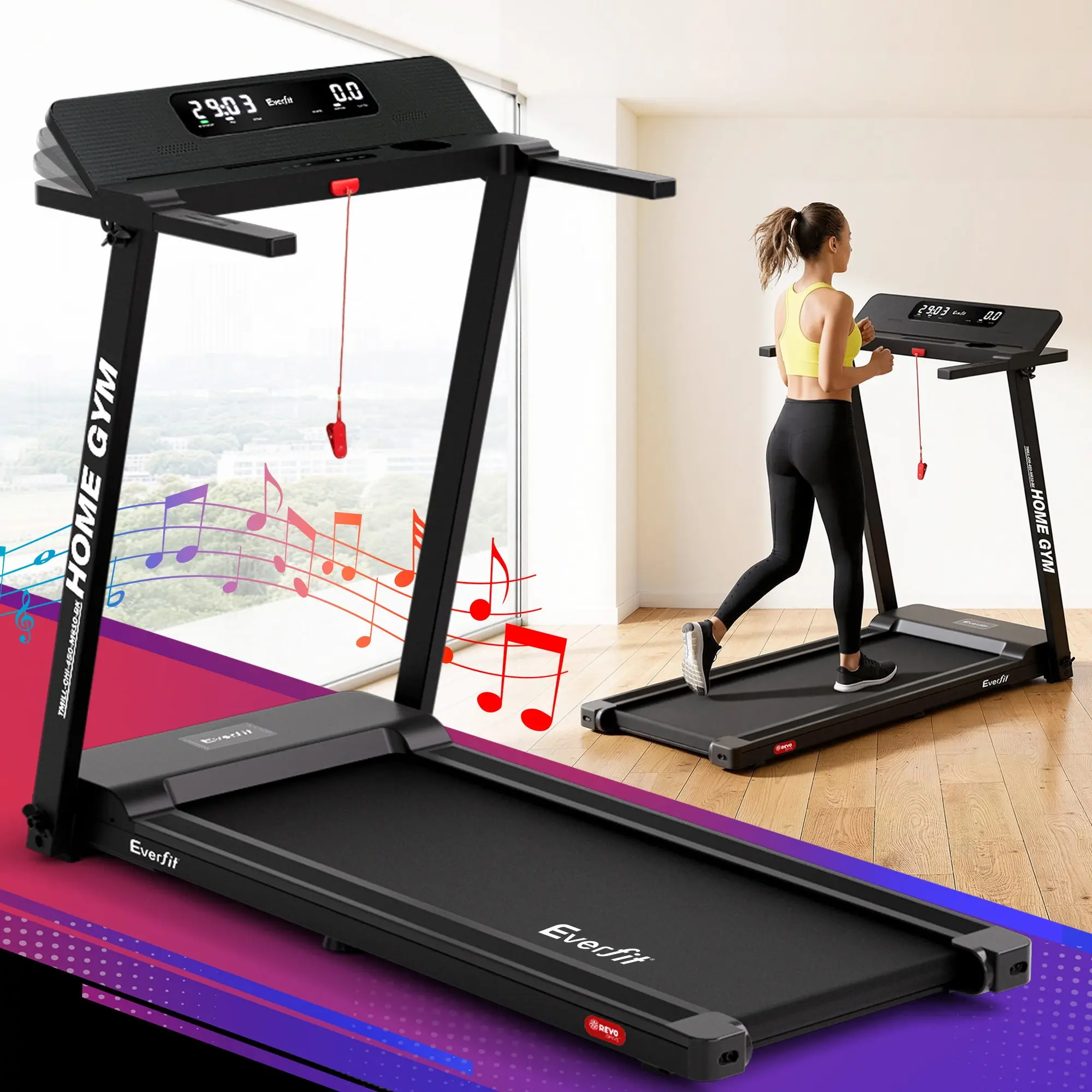 Everfit 2 in 1 Treadmill Electric Home Gym Fitness Exercise Fully Foldable 450mm Black - Shred Sale - Up to $400 off